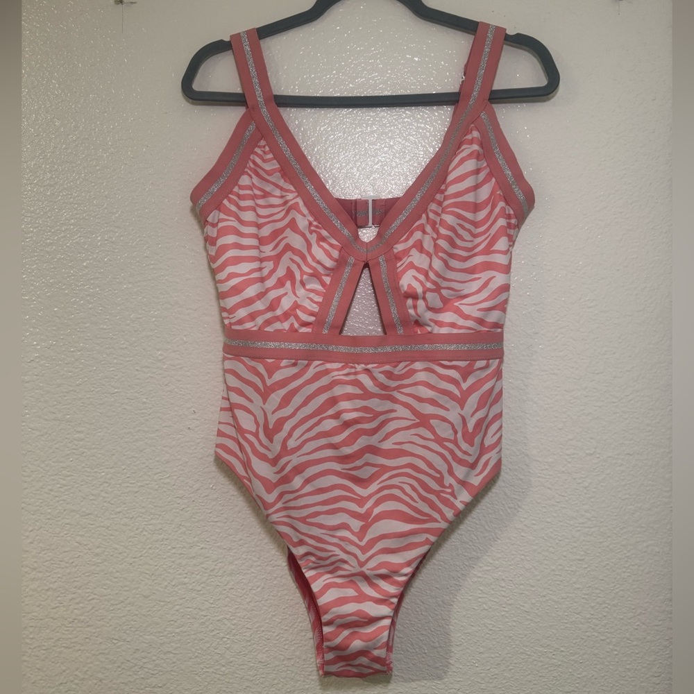 Sanctuary Coral Pink zebra swim suit